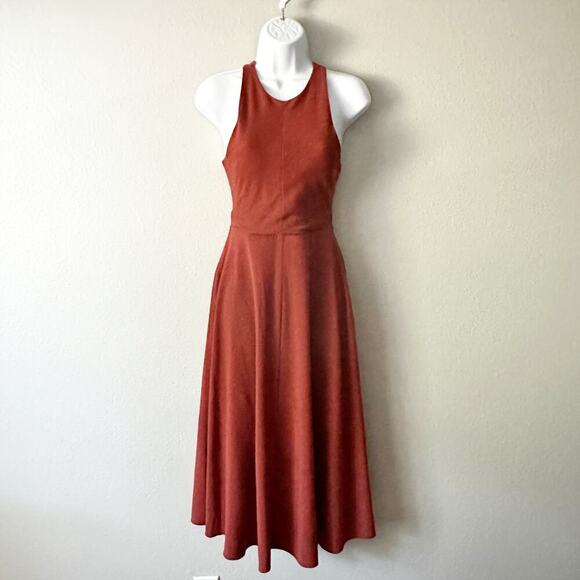 ATHLETA Winona Knit Midi Support Dress Sleeveless Russet Brown Women's Size XS - Picture 2 of 15
